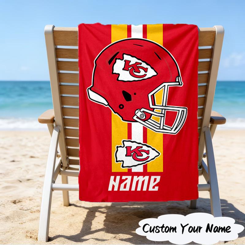 1PC Custom Name Beach Towel Kansas City Fan Gear Beach Towel, Suitable for Camping, Travel, Beach Accessories, Super Absorbent, Family Gift