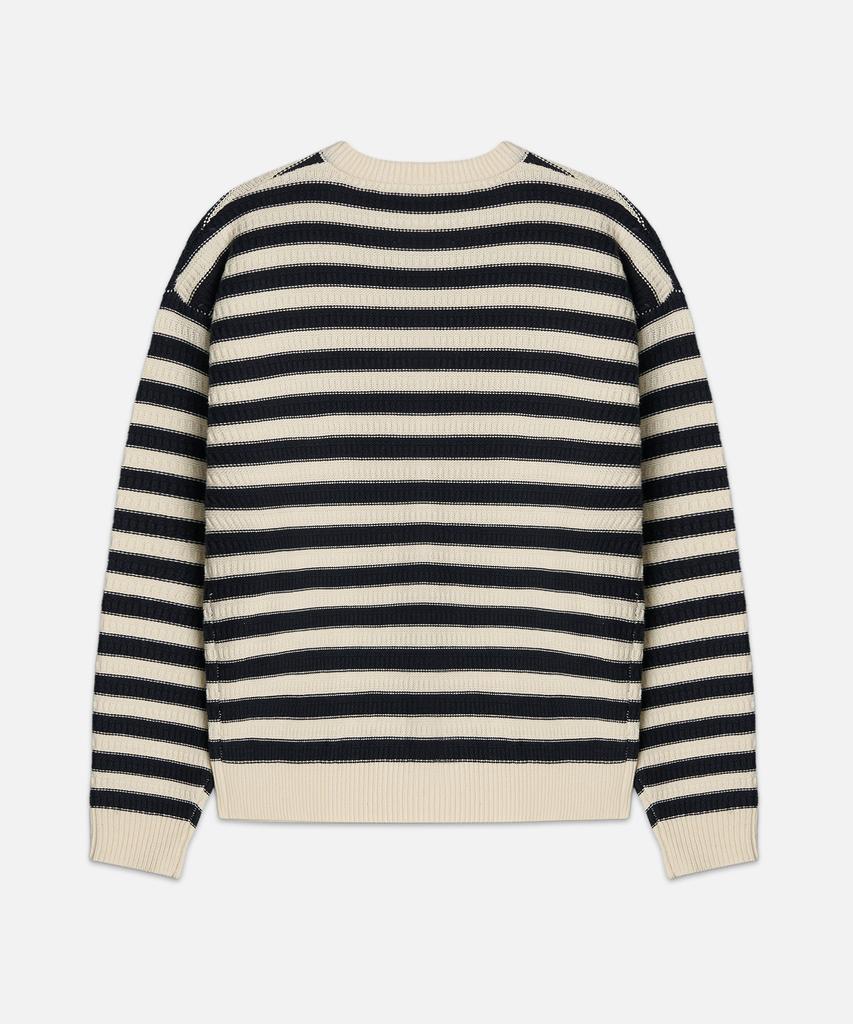 DRAW FIT Square Stripe Cotton Pullover Knit [Ivory]