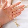 Letter Necklace Rhinestone Crown Letter Pendant Adjustable Chain Women Necklace for Gift