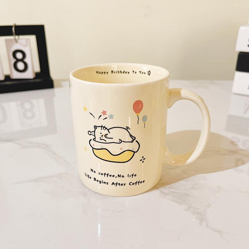 

Мультяшная Креативная Высококачественная Кружка в Подарок на День Рождения Керамическая Чашка Щенок Торт Чашка для Воды Подарок 380ml