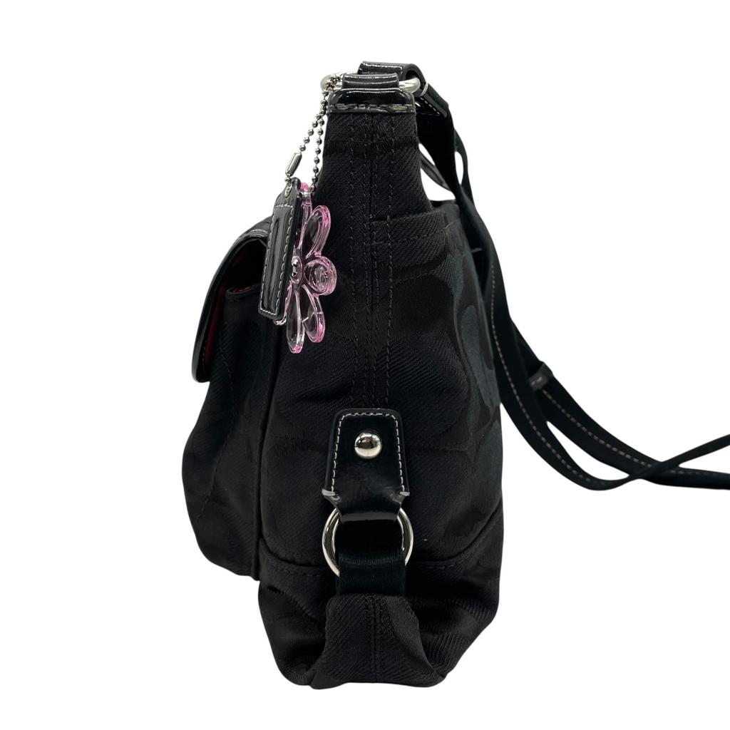 Used COACHShoulder Bag Black canvas/Patent Leather Women