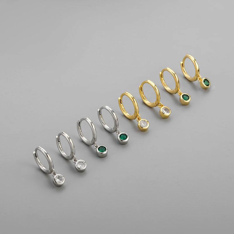 Silver Color Green Zircon Hoop Earring for Women Small Hoop Earrings Jewelry Gifts