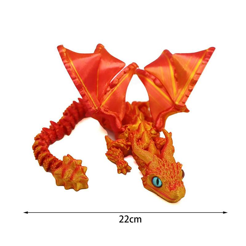 3D-gedruckte geflügelte Kutsche Drachenfigur mit zufälligen Augen Art Deco Harz Drachenskulptur Tischplatte Tierisches Thema Dekorationen