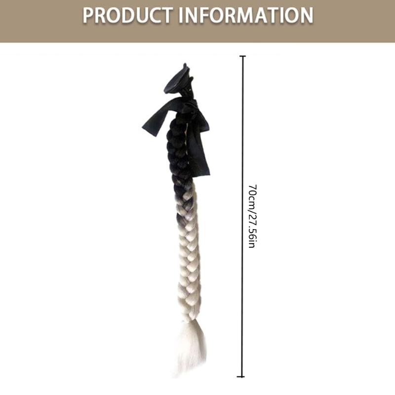 2pcs Motorcycle Helmets Ponytail with Bowknot Detachable Suction Cup Helmets Pigtail Universal Helmets Braid Multi Color