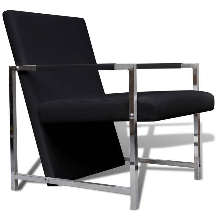 Fauteuil magnifique avec pieds chromés Noir 241006