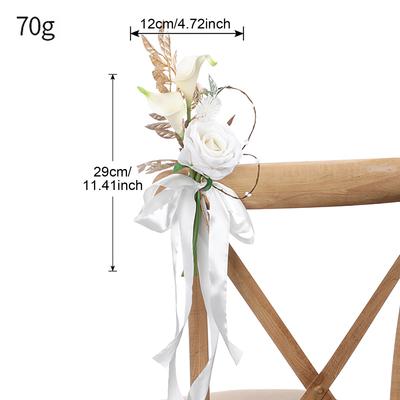 Hochzeitsgang Dekoration Kirchenbank Blume mit Hängenden Bändern Romantische Künstliche Stuhlblume für Hochzeiten Zeremonie