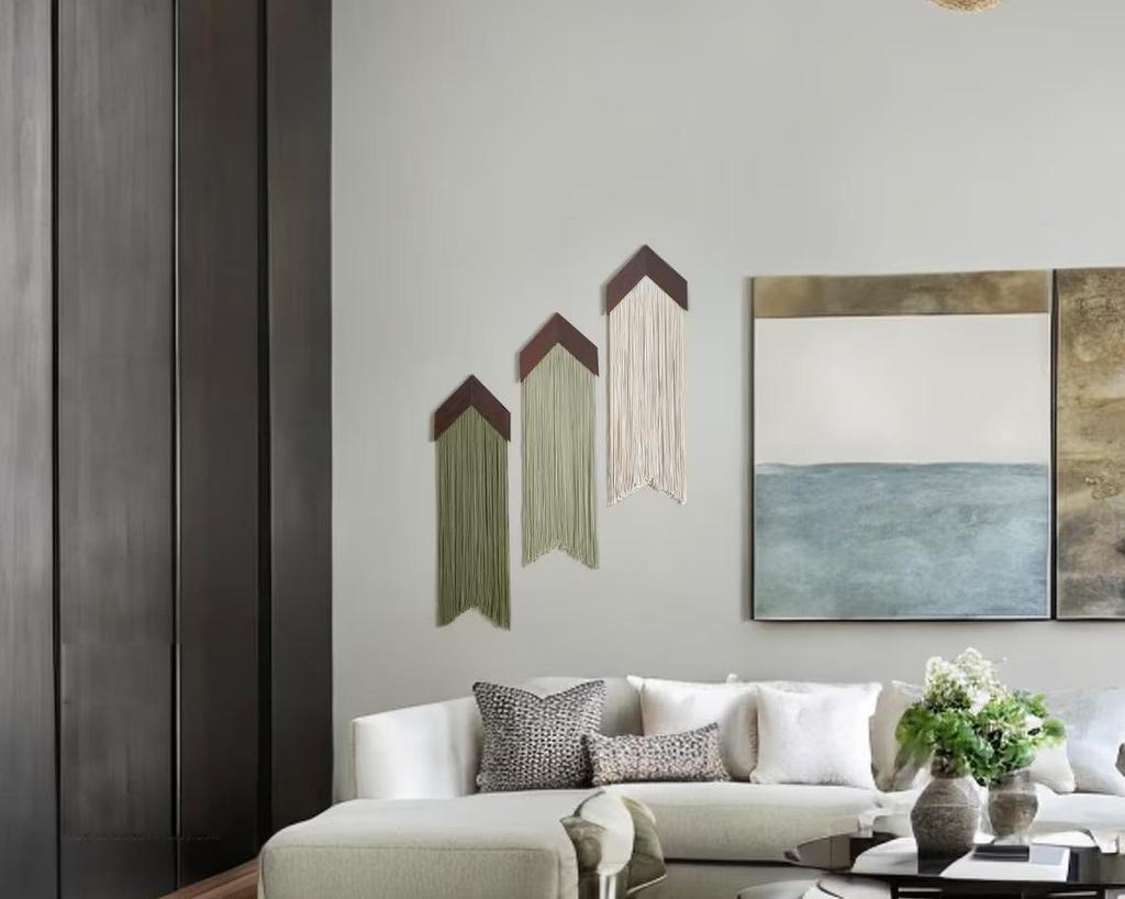 Nordic Style Wooden Cloud Tapestry with Cotton Rope and Tassels - DIY Kit