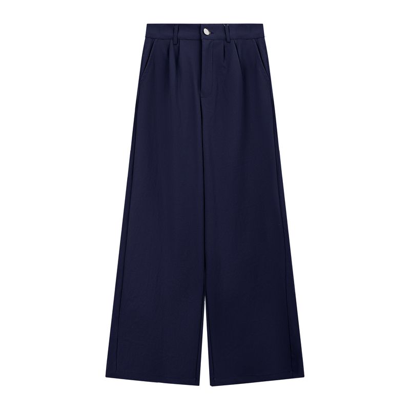 Kumikumi Retro Pure Color High Waist Draped Casual Pants Women's Clothing Fall Easiest for Match Loose Slim Looking Loose Pants