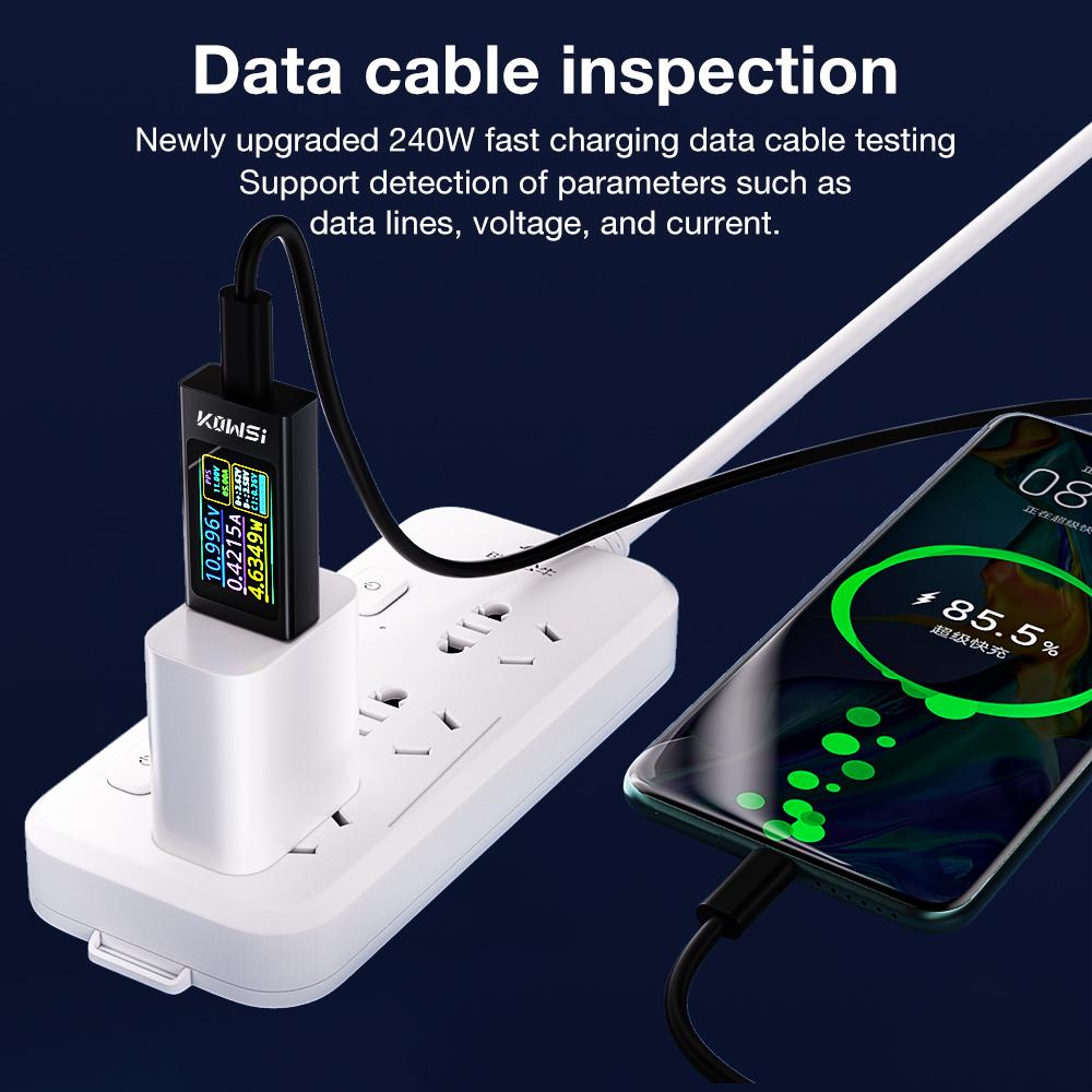 KWS-2303C Type-C Charger Voltage Detector Bidirectional Current Power Meter Cell Phone Charging Tester DC 4~30V 0~12A Voltmeter