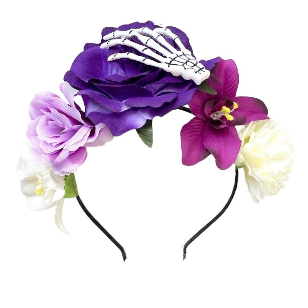 Plastic Rose Flower Crown Ghost Claw Floral Hair Hoop Fashion Party Headpiece  Hair Accessories