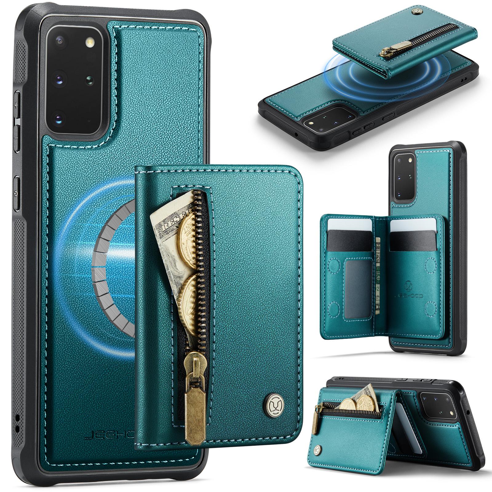 

For Samsung Galaxy S20 Plus 5G Case JEEHOOD J12 Magnetic Detachable Zipper Wallet Kickstand Leather Back Cover Magnetic Case