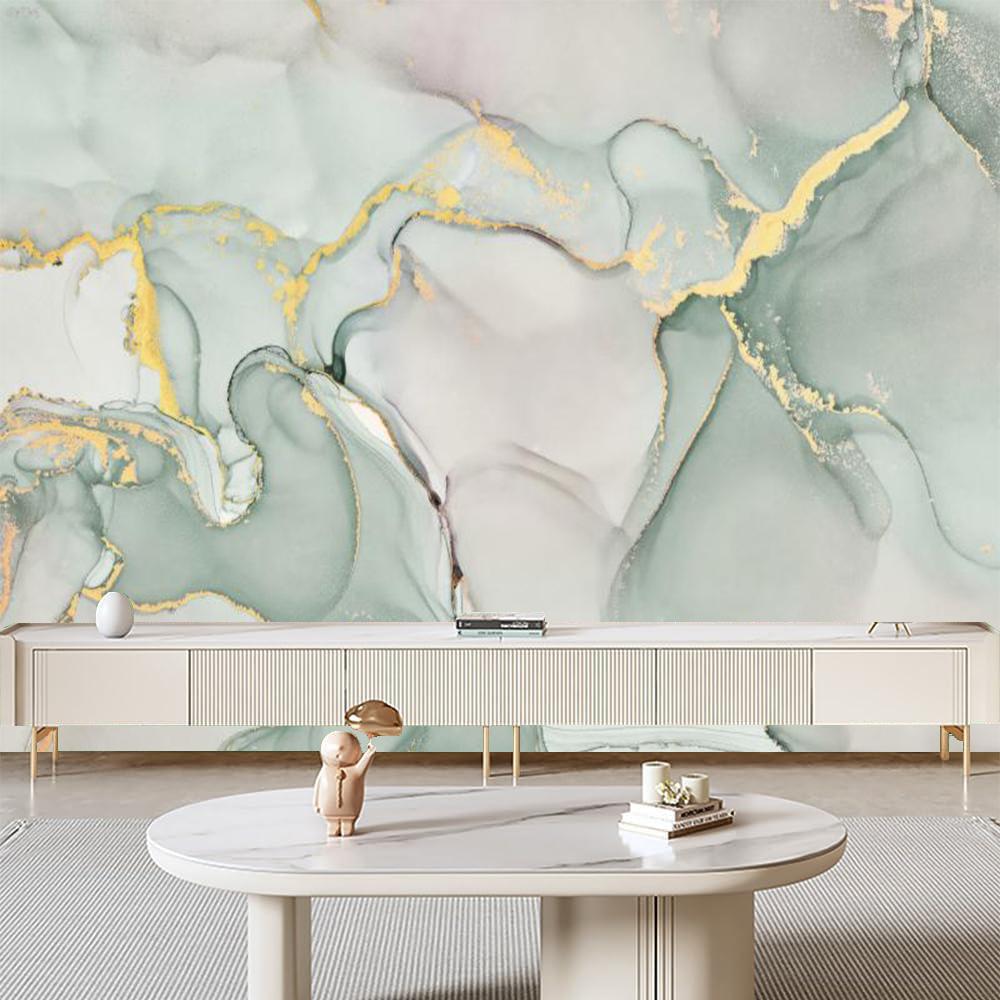 Marble Wall Mural Abstract Teal Marble Wallpaper Modern Ink Art Lines Texture Wall Paper Living Room Bedroom Home Decor