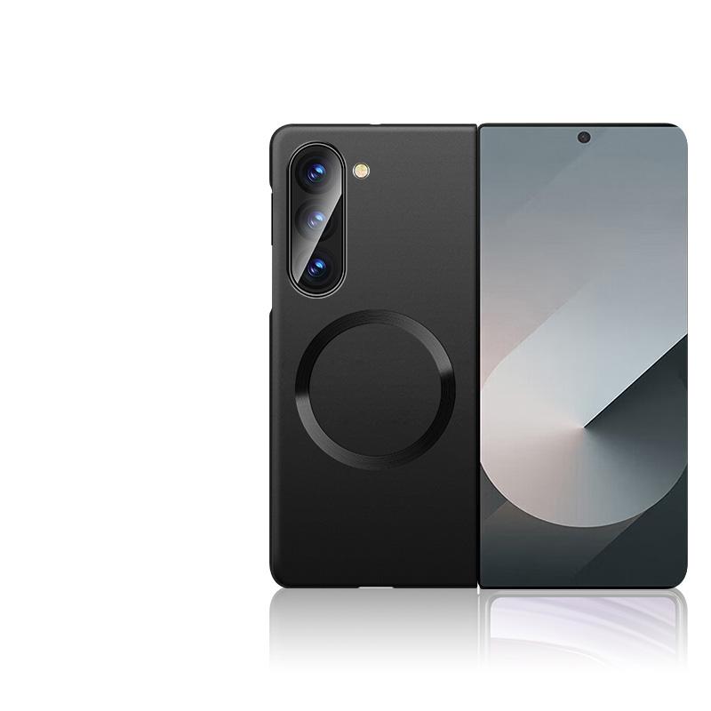 

Роскошный магнитный тонкий складной чехол из 2 предметов для Samsung Galaxy Z Fold 6 Fold 5 Fold 4 Fold 3 однотонный жесткий ПК ударопрочный чехол для телефона с беспроводной зарядкой Samsung Z Fold3 чёрный