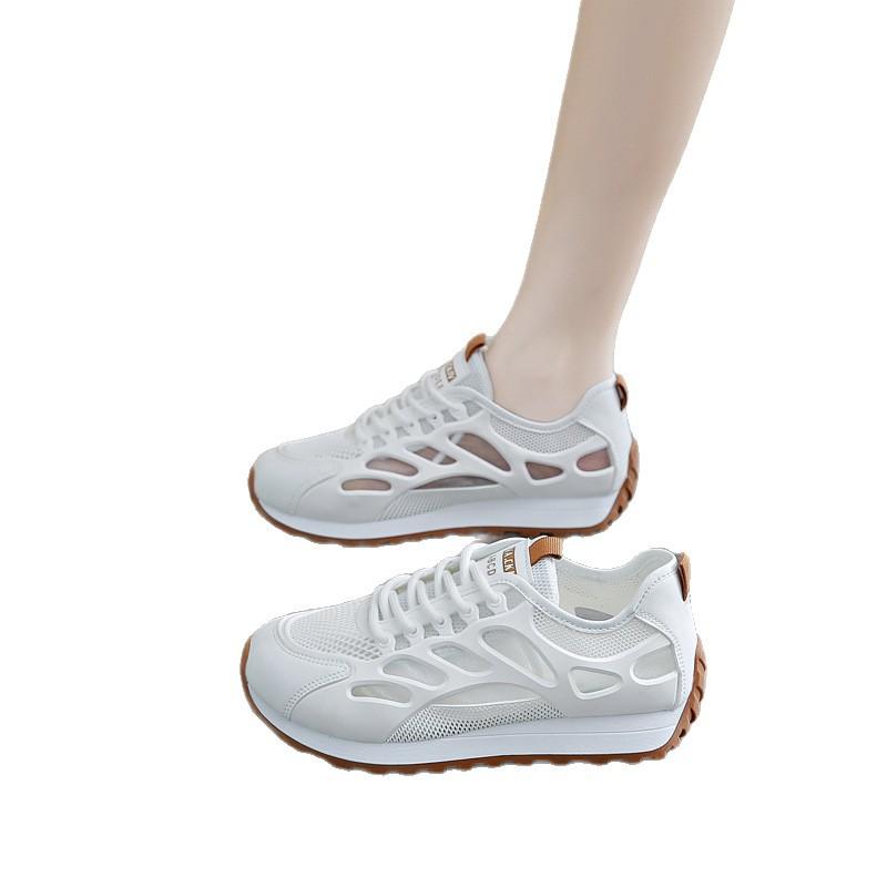 Hollow mesh white shoes 2025 summer new breathable Forrest Gump shoes casual soft sole hole sports shoes women's mesh shoes