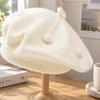 Soft Kids Knitted Beret Hat Solid Color Painter Cap Cute Pom Pom Beanie  Infant