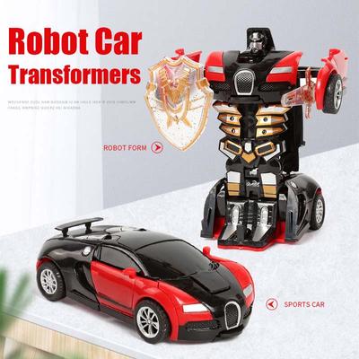 Bom modelo de carro de plástico brinquedo infantil presentes brinquedos transformar carro deformação para meninos robô automático uma tecla incrível engraçado
