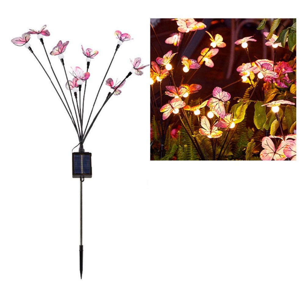 6/9 Head Butterfly Solar Garden Lights Waterproof Realistic Solar Landscape Lights Color Changing Decorative