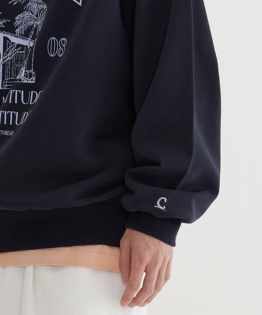 COVERNAT Palm Tree Graphic Sweatshirt Dark Navy