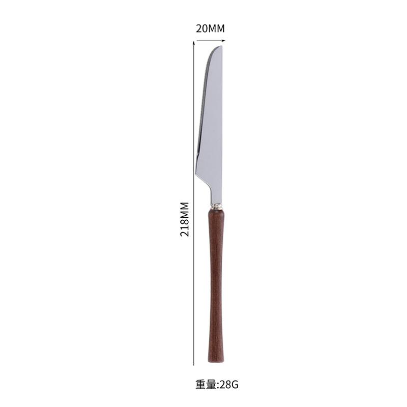 304 stainless steel wooden handle small waist bright chicken wing wood knife, fork and spoon western tableware steak knife and fork four-piece set