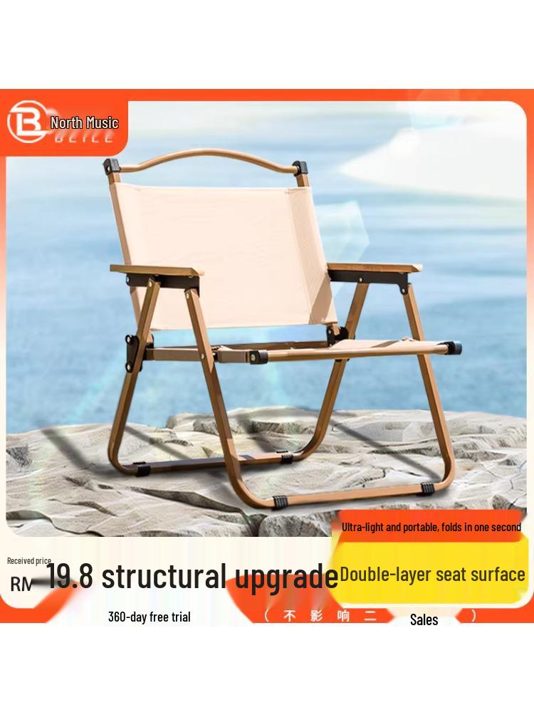 Portable Outdoor Folding Chair with Backrest for Camping, Picnic, Beach, and Fishing.