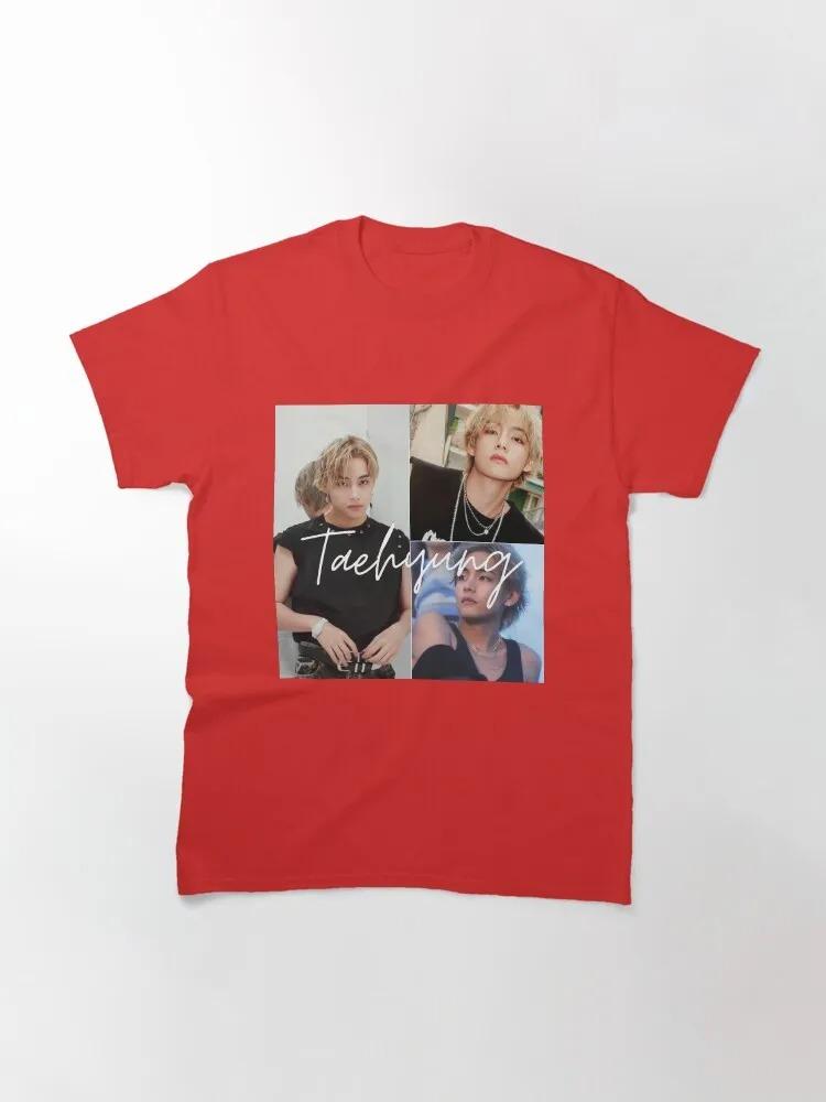 BTS V (Kim Taehyung) 4-foton collage handskriven signatur grafisk t-shirt | K-Pop-fan Streetwear Tee