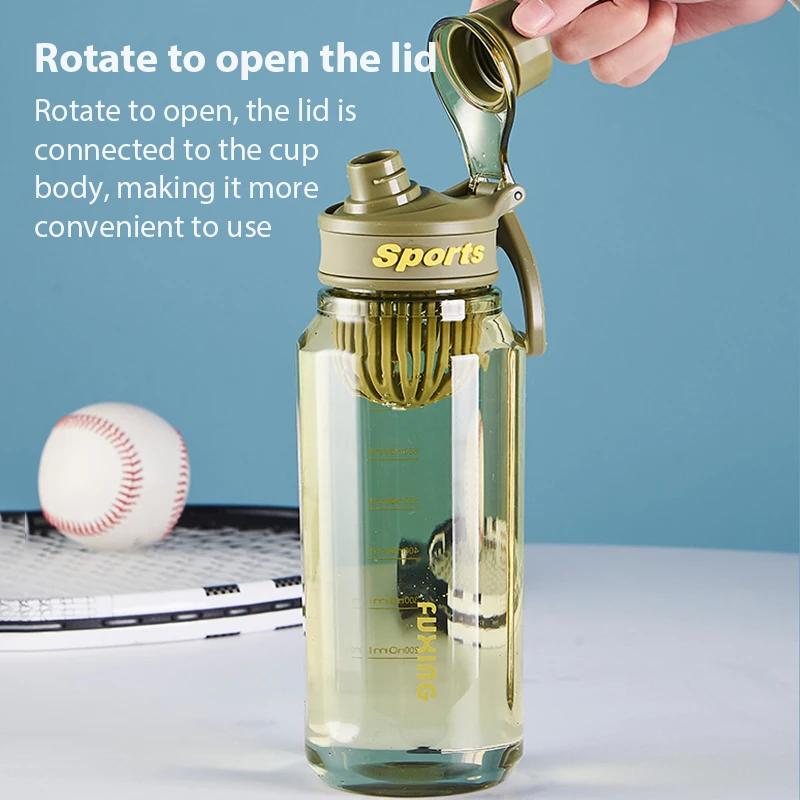 Sports Water Bottle Large Capacity Transparent Bottle Plastic Cup with Tea Filter Outdoor Travel Gym Fitness Water Bottle