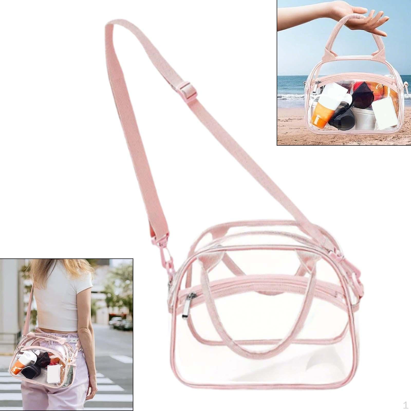 Clear Handbag with Adjustable Strap for Work And Travel розовый