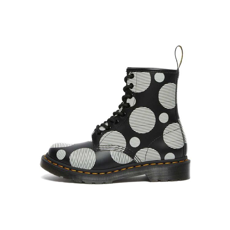 Dr. Martens 1460 Leather Glossy Printed Short Mid-Calf Boots Women boots Black 26876009