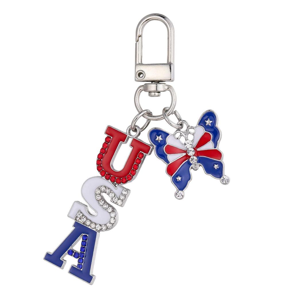 USA Independence Day Star & Flag Keychain Pendant