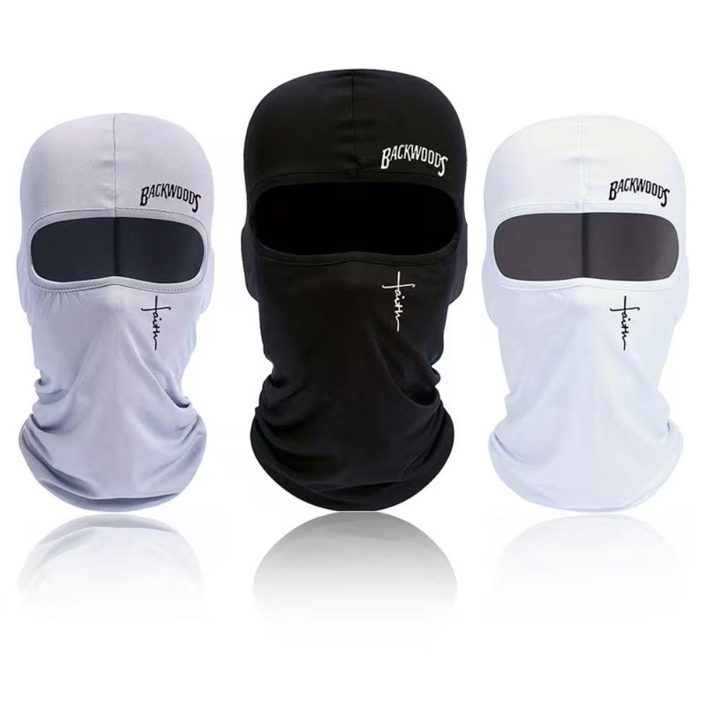 Letter Print Full Face Mask Red Heart Pattern Hood Cover Balaclava Hat Sun Protection