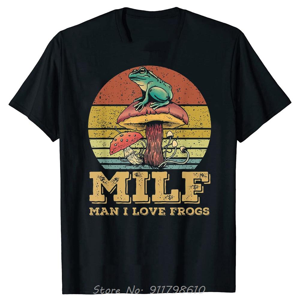 DILF I Love Frogs Funny Saying Frog Men's Clothing Round Neck Oversized T-shirt Fashion Cotton Tshirt Basic Milf Fitness T Shirt