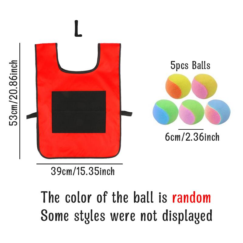 1PC Sticky Ball Vest with 5PCS Random Color Soft Balls Colorful Waistcoat Throwing Running Jumping Sport Gift Party Souvenir ZYF