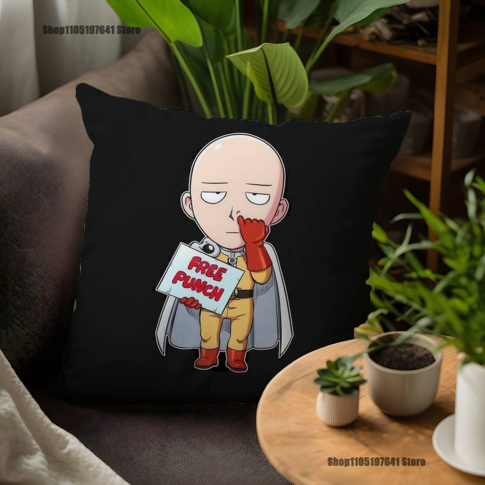 One P-Punch Man Saitama Pillow Case For Sofa Decor Car Office Room Printing Cushion Cover Decorations and Protector