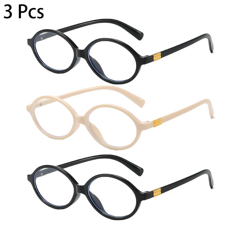 3 Pcs Per Set Oval Glasses  New in Fashion Vintage Blue Light Blocking Optical Frames Trendy Luxury Brand Design Eyeglasses