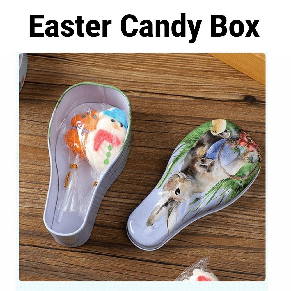 Cartoon Easter Egg Tinplate Case Creative Easter Egg Tin Box Tinplate Candy Box  Cookie Container