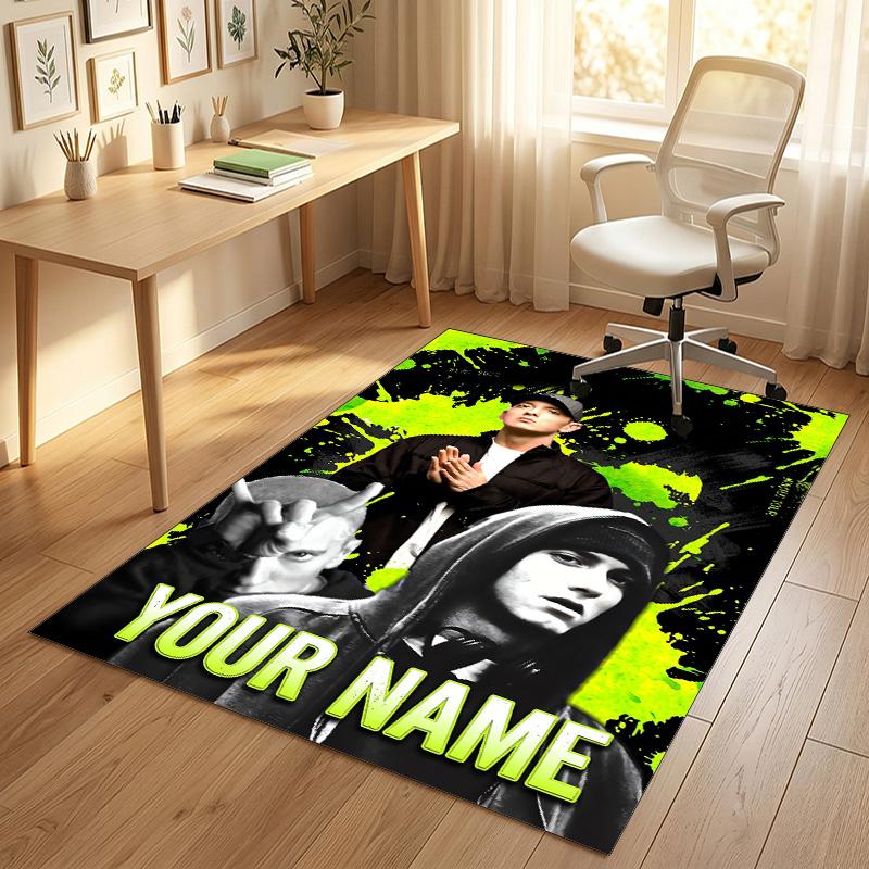 Personalized Crystal Velvet Carpet,Eminem Custom Printed Name, Plush Area Rug For Home Indoor Decor