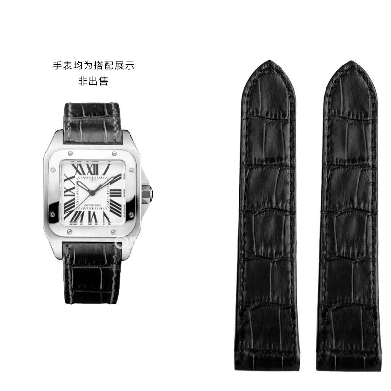 

Натуральная кожаный ремешок для часов Cartier Sandoz Santos 100 Водонепроницаемый Мужской Женский Santos Клеевая головка Детали Ремешки для часов 20 мм 23 мм 20mm