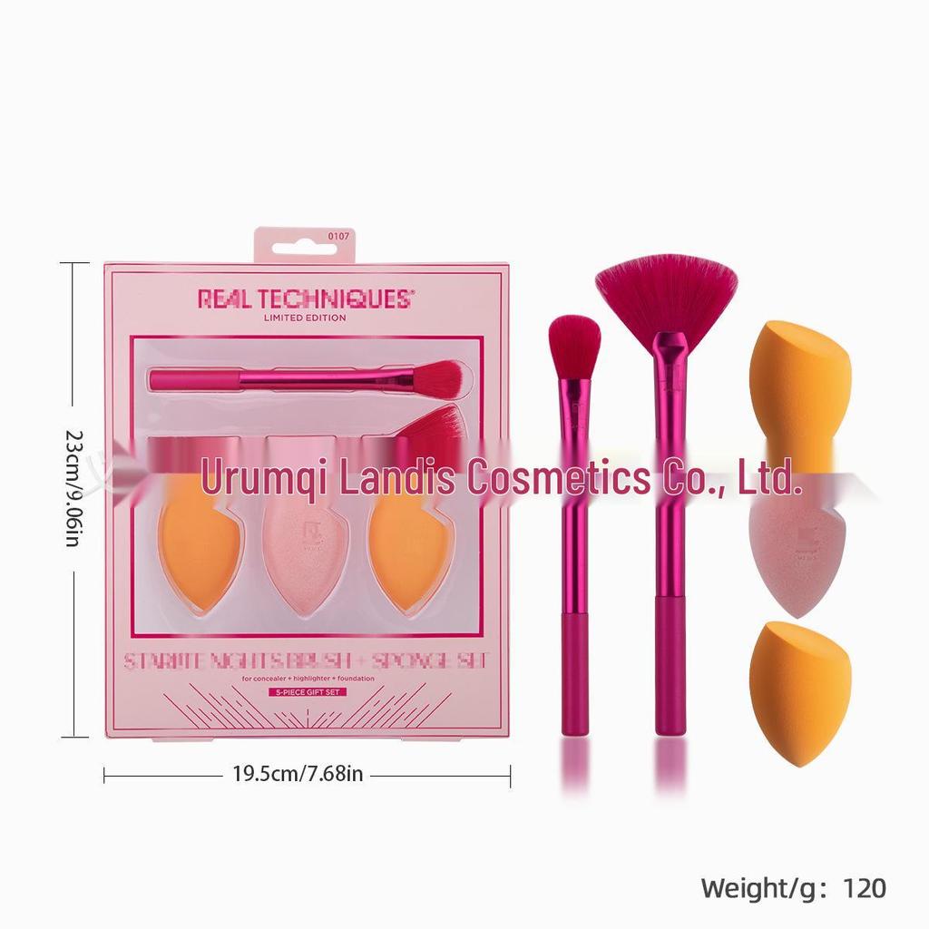 RT Series Makeup Brush & Sponge Set: Blending & Eyeshadow Brushes with Beauty Sponge