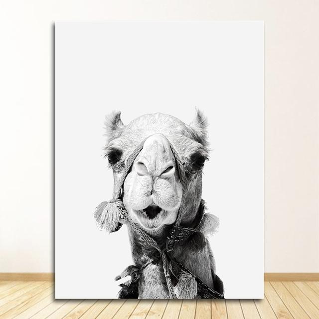 Black and White Pictures Kids Room Decoration Animals Print Lion Zebra Elephant Wall Art Poster Safari Nursery Canvas Painting