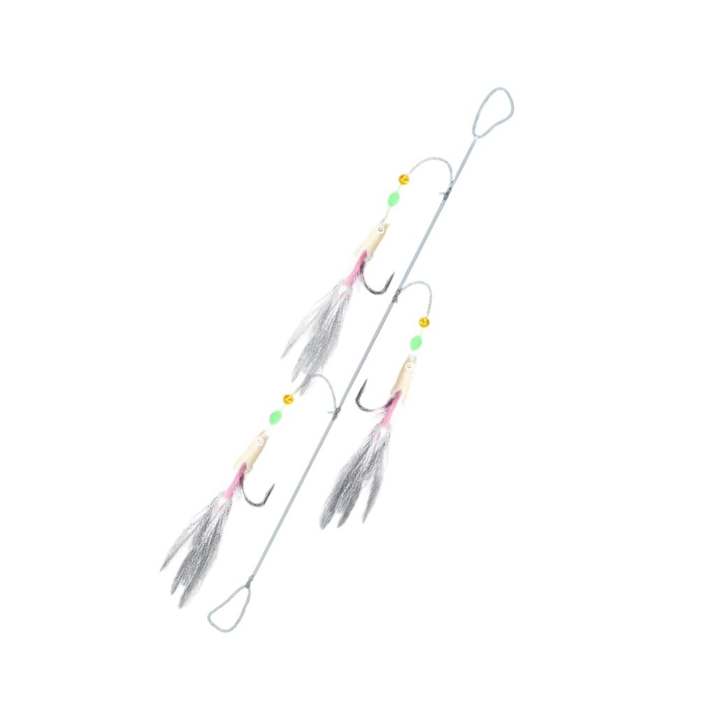 Fishing Bait Lures Rigs with Glow Beads Sabiki Rigs Luminous Fish String Hook Fishing Bait Hook for Freshwater Saltwater