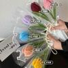 Finished Tulip Twisted Rod Braided Flowers Bouquet Hand Woven Artificial Fake Flower Wedding Bouquet Handicrafts Birthday Gifts