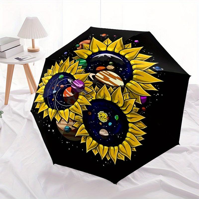 1pc Sunflower Galaxy Artwork Umbrella with Plastic Handle,Suitable for All Seasons Home Travel Outdoor UmbrellaB1600