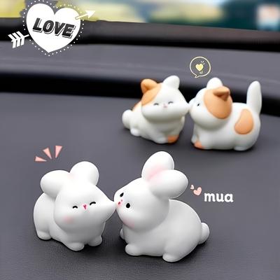 2 Stück Tier-Paar Lichtkuss Auto-Ornament Fügen Sie Liebesatmosphäre hinzu, Rückspiegel Dekoration Ornament Osterhase