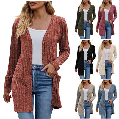 Women Ladies Long Sleeve Length Cardigan Sweater Coat Top
