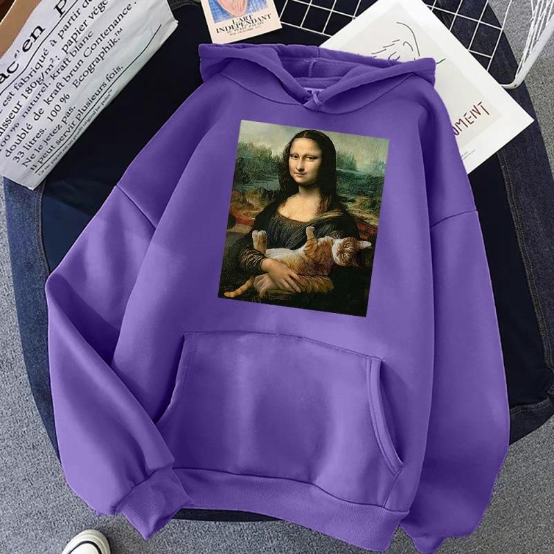 T Shirts Mona Lisa Hugging Cat Kawaii hoodie