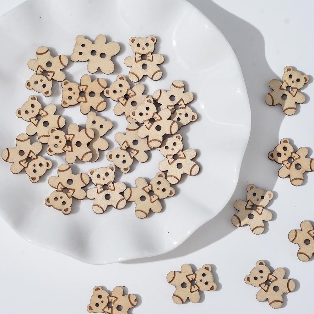 20 Pcs Bear Cat Shape Buttons Wooden Sewing Buttons Creative Projects Fish Buttons Clothing Sewing