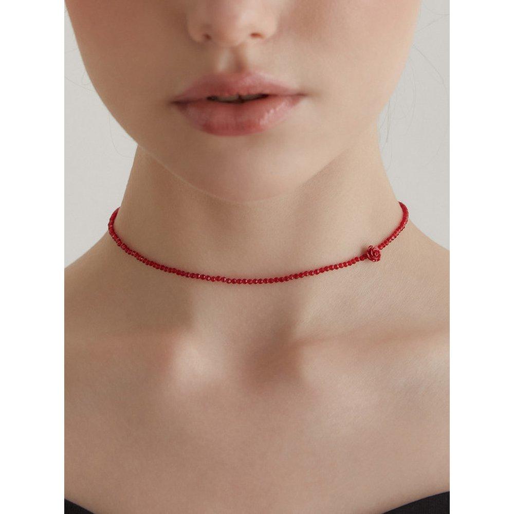 

(925 Silver) Dorocy Rose Bead Necklace Nz2126 BLACK