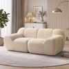 Two-Seater Chenille Sofa, 174 cm, Padded Seat and Armrests, Beige