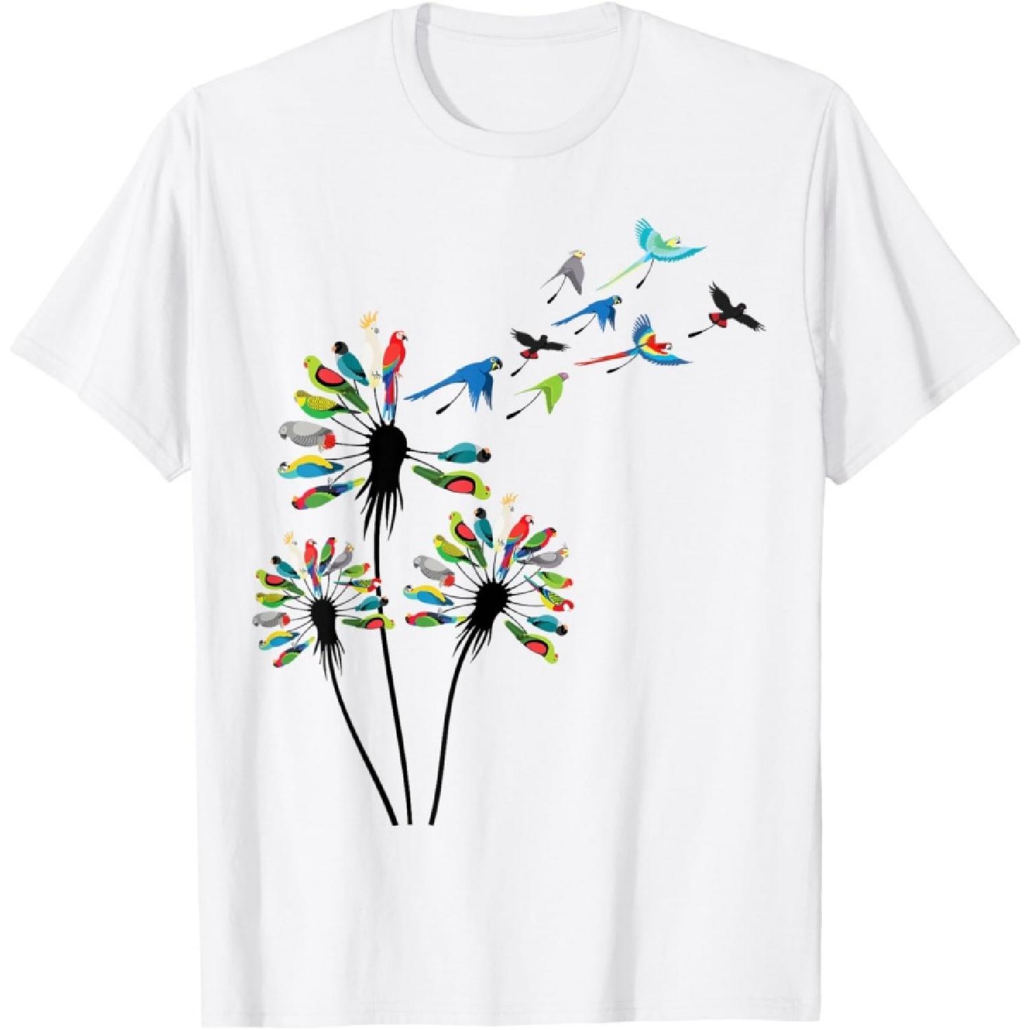 Dandelion Parrots Shirt for Parrot Lover _ Parrot T-Shirt XXXXXL белый