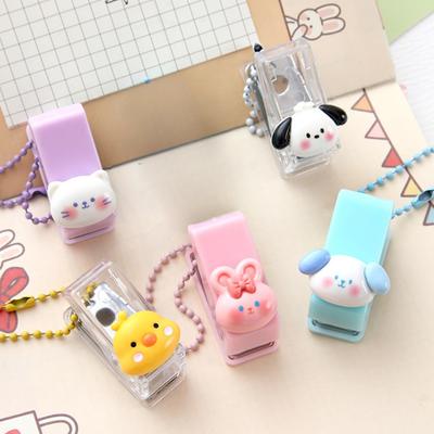 Cute Protable Mini 1 Hole Punch Cartoon Animal Paper Puncher Book Binding Machine School Office Supplies Student Stationery Gift